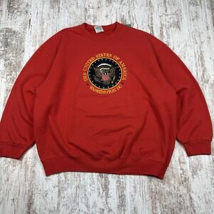 vintage sweatshirts USA Washington DC Red XL Velvet Embroidered Fruit Of Loom